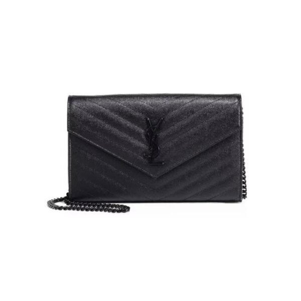 Chain Wallet Monogram Medium Noir Envelope Black Leather Cross Body Bag